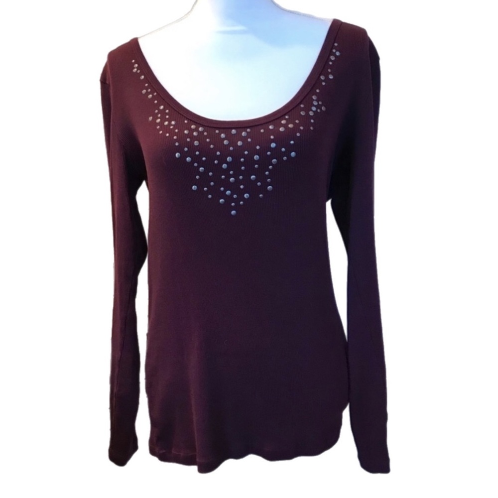 NEW - Michael Kors Maroon, Metal Studded Sweater